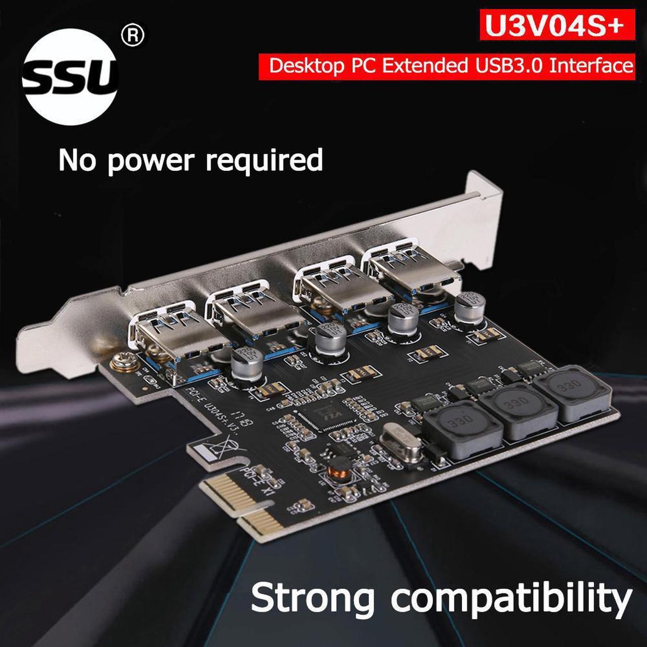 4 Port USB 3.0 PCIe Expansion Card PCI Express PCIe USB Hub Adapter SSU U3V04S 4-port USB3.0 Controller