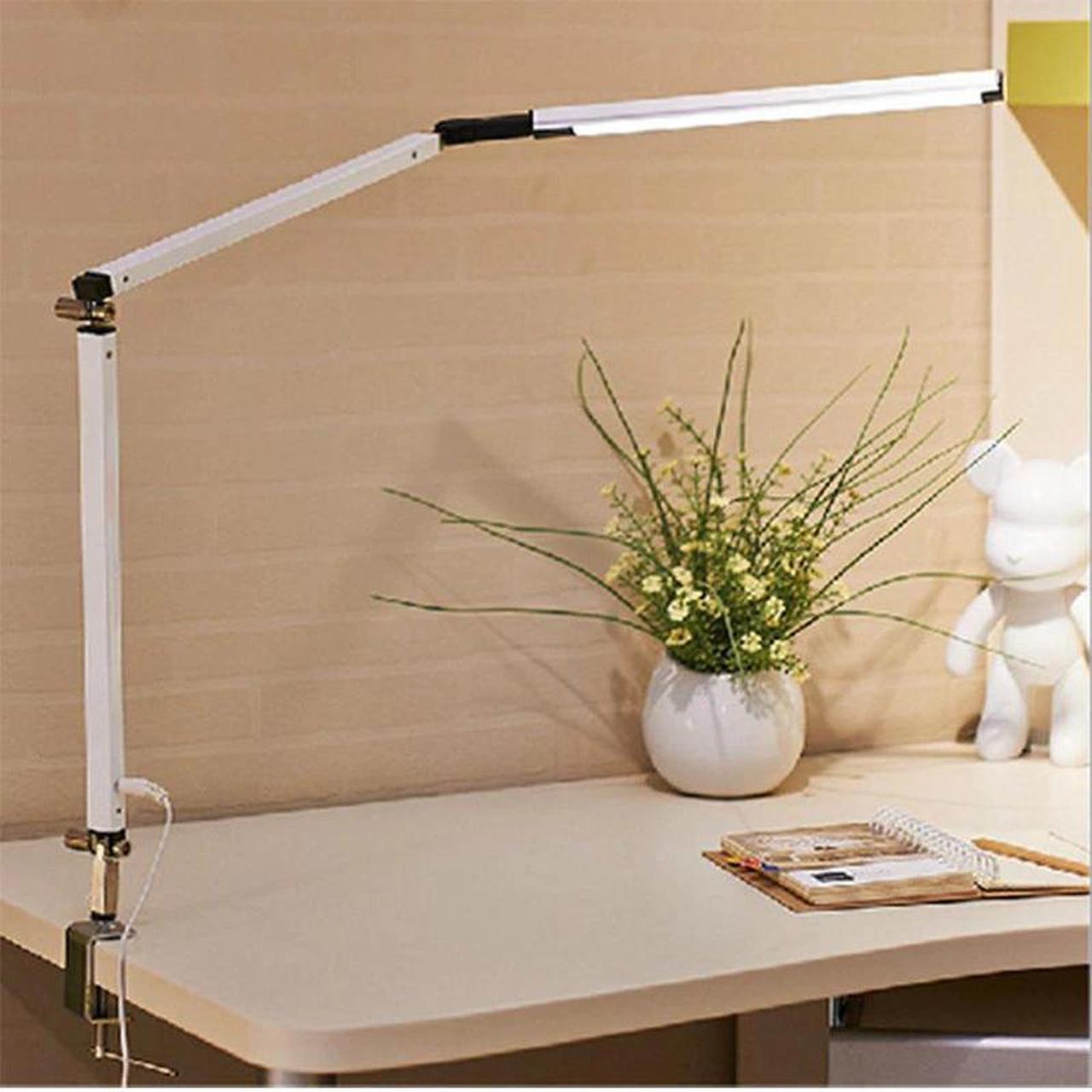 LED Desk Lamp Architect Task Lamp Metal Swing Arm Dimmable Table Lamp with Clamp Highly Adjustable Workbench Light