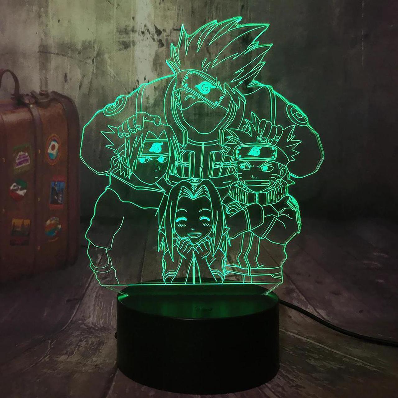 Anime Figure 3D Optical Illusion Night Light Hatake Kakashi Uzumaki  Uchiha Sasuke Table Lamp Kid Christmas lamps