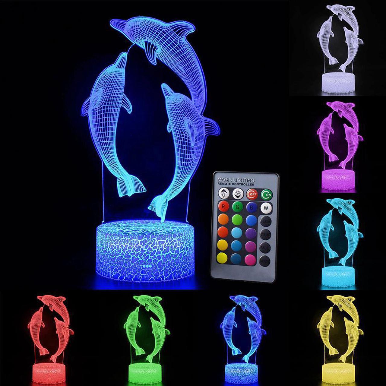 / Touch Control 3D LED Night Light LED Table Desk Lamp Dolphin LED Night Light Color Change 3D LED Light for Kids Gift 30