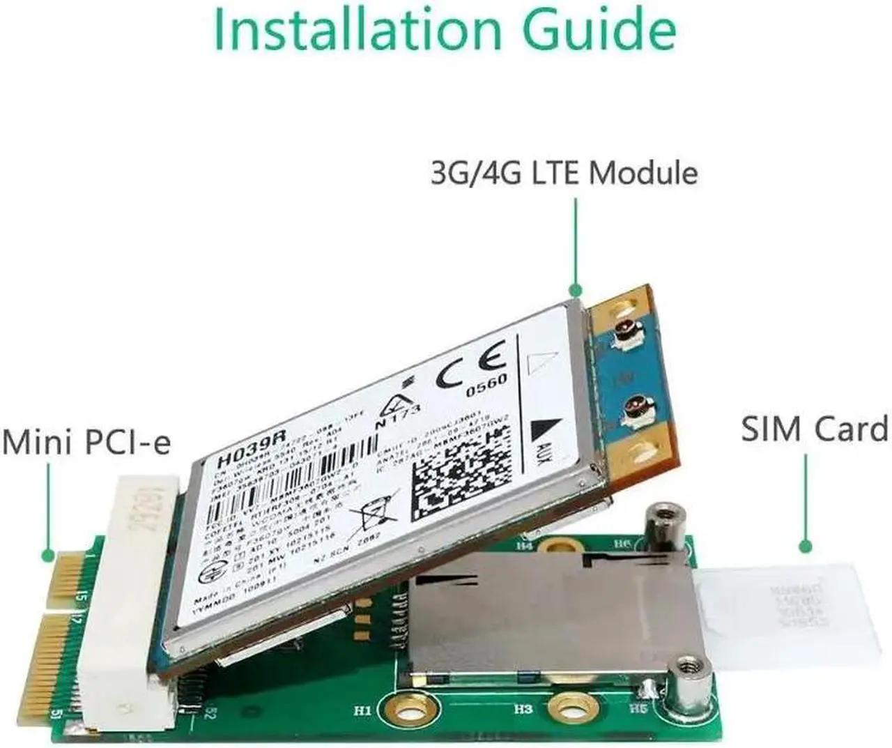 Alt view image 2 of 5 - PCI-E Adapter with SIM Card Slot for 3G/4G WWAN HSPA MODEM LTE  Card GPS Card for desktop laptop computers