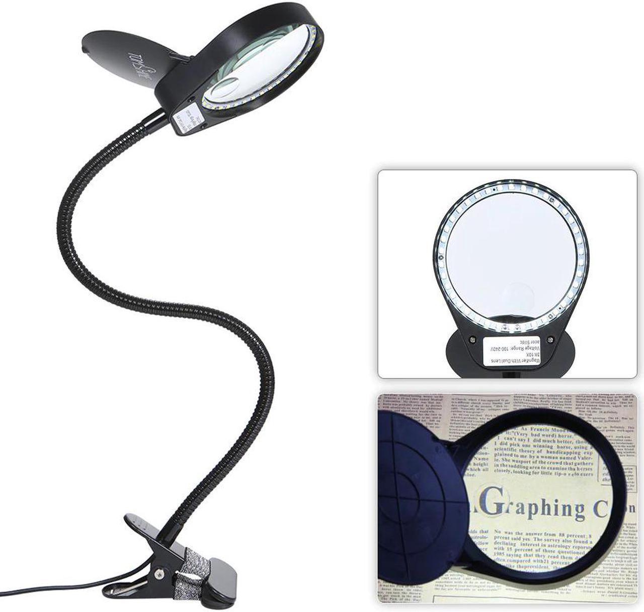 Magnifier Light 6000-7000K 5W Magnifier 3X 10X Large Lens Magnifying reading light For Reading Clip-on Table lamp