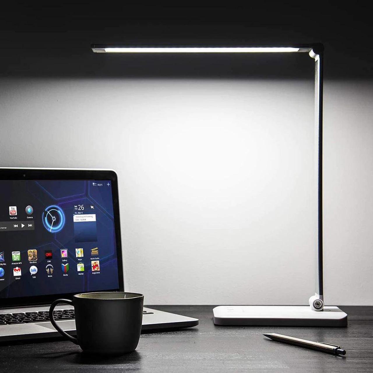 Dimmable USB Powered LED Desk Lamp Durable Practical Multi-functional Wireless Charging Table Reading Light