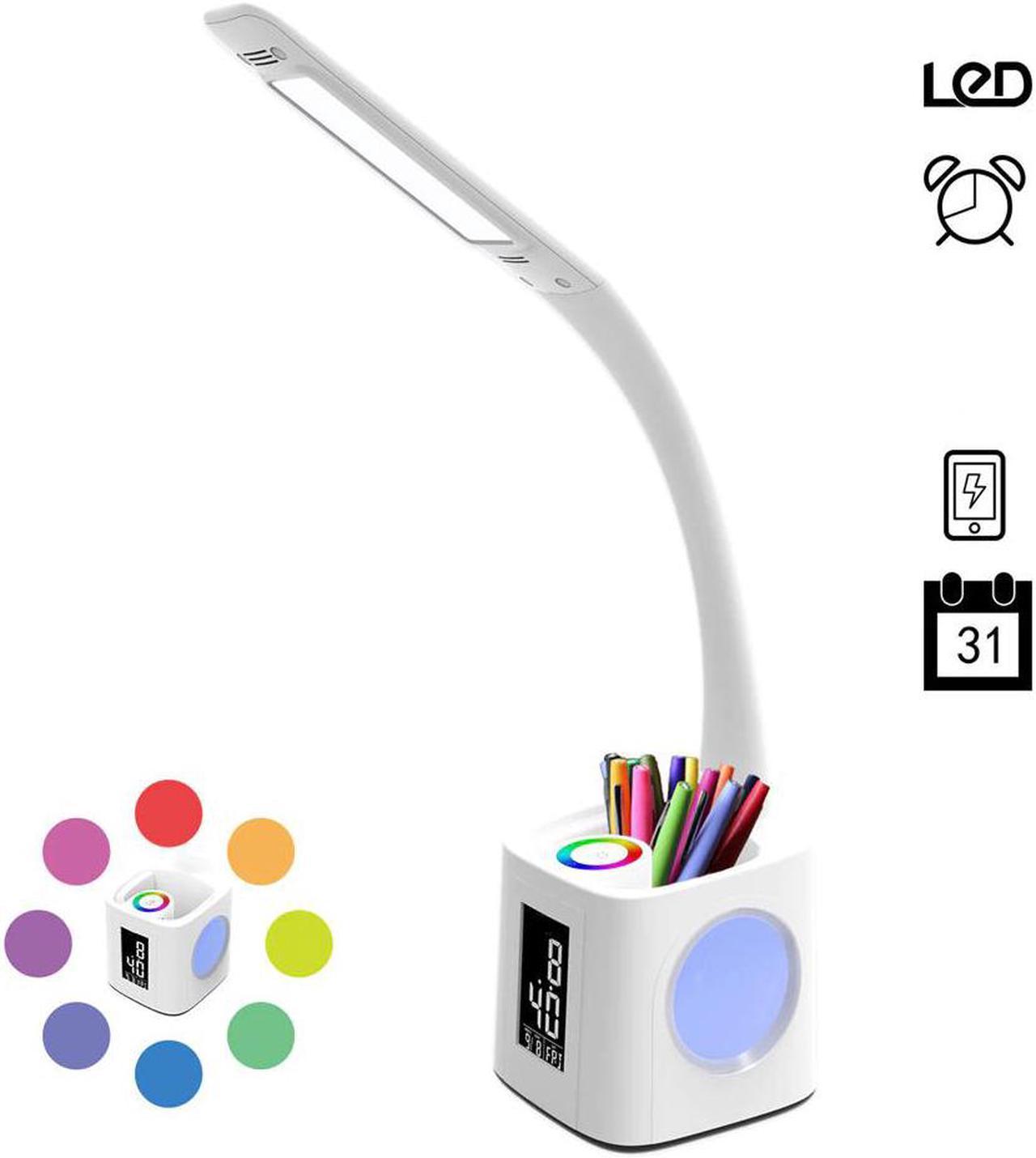 led desk lamp table lamp with pen holder usb port&screen&calendar&color night light dimmable led for kids students lamps