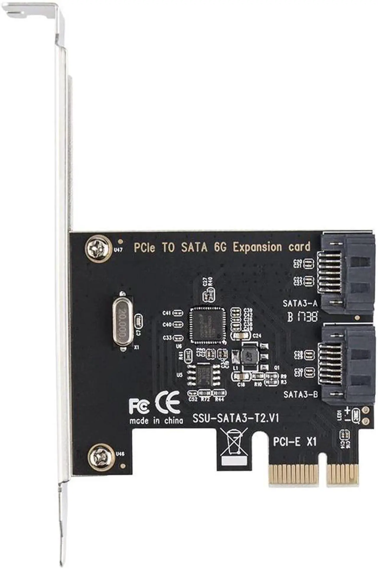Alt view image 4 of 5 - Superspeed PCI-E 2.0 X1 To 2 Ports SATA III 6GB/s Internal Converter PCI Express Controller Adapter Card For SATA HDD SSD