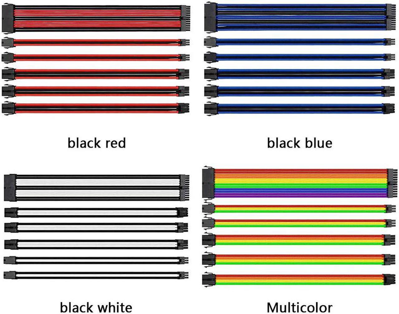 30CM Extension Cable Kit - PC Computer Kit 24Pin ATX 4+4Pin EPS 8Pin PCI-e 6Pin PCI-e