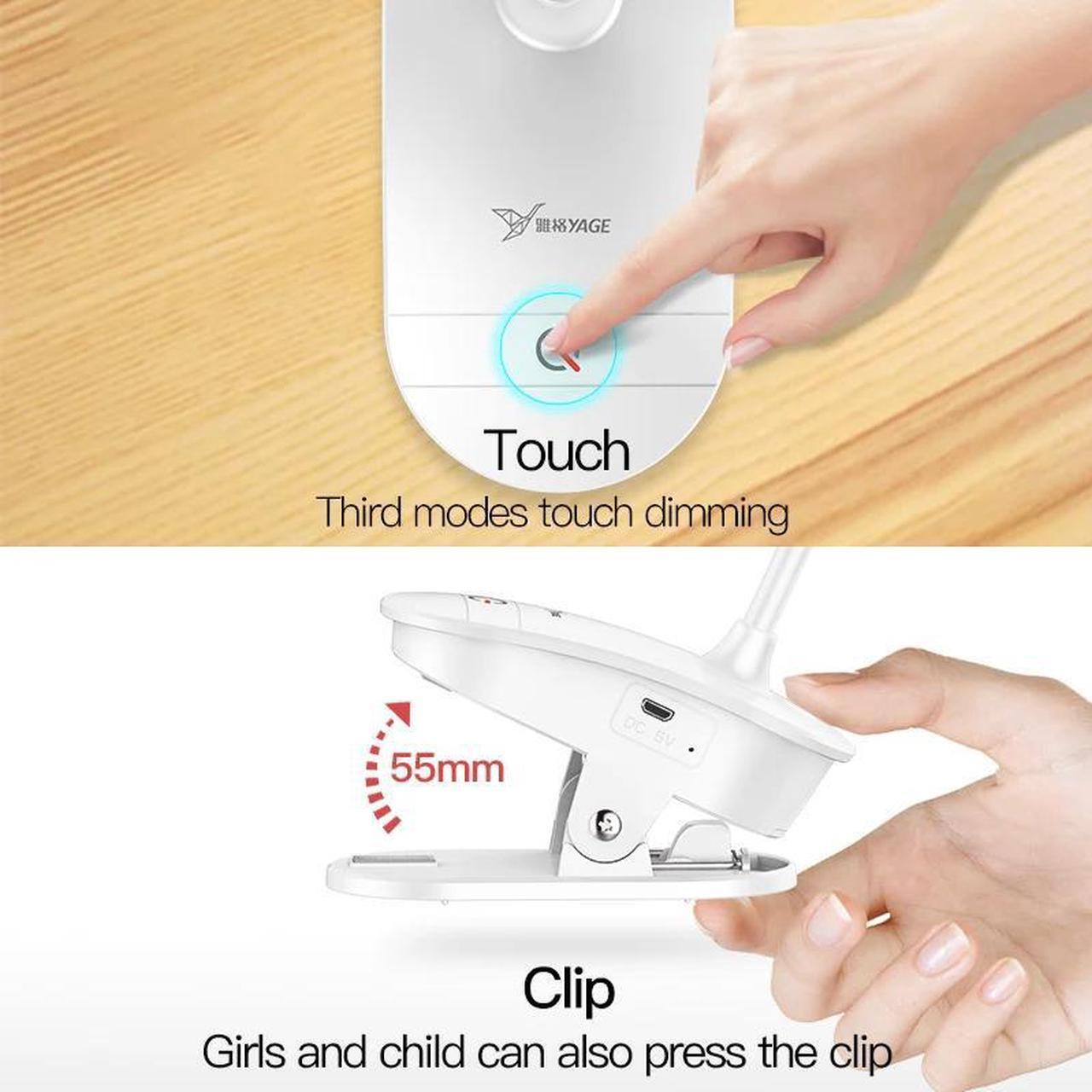 Alt view image 3 of 5 - Wireless Table Lamp Study 3 Light Colors Touch 1200mAh Rechargeable LED Reading Desk Lamp USB Table Light Flexo Lamps Table Dimm