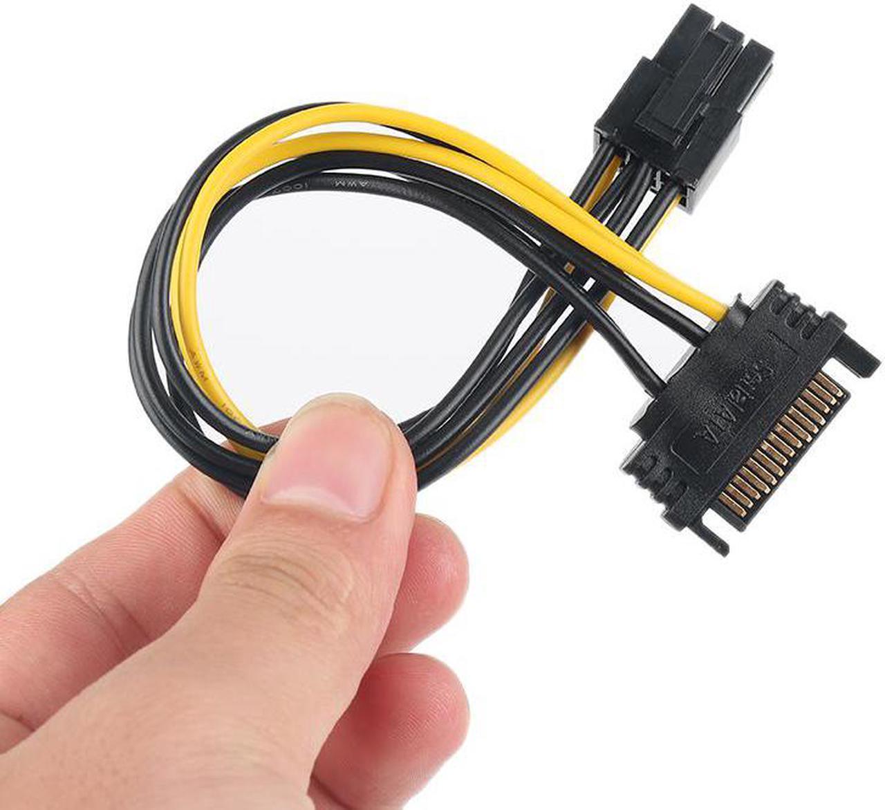 20CM SATA Power Cable 15 Pin To 6 Pin PCI Express PCI-E Sata Converter Graphics Video Card Length Power Cable Adapter