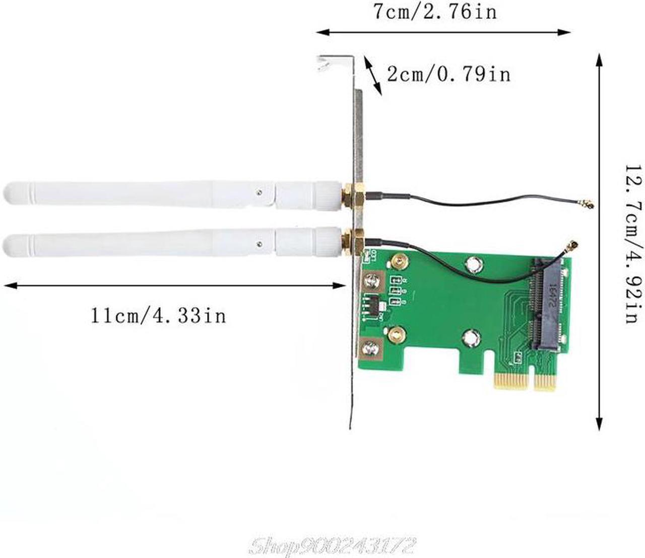 PCI-E to PCI-E 1X Desktop Adapter Convertor with Two Antennas for Wireless Wifi Network Card Jy21 20 Dropship