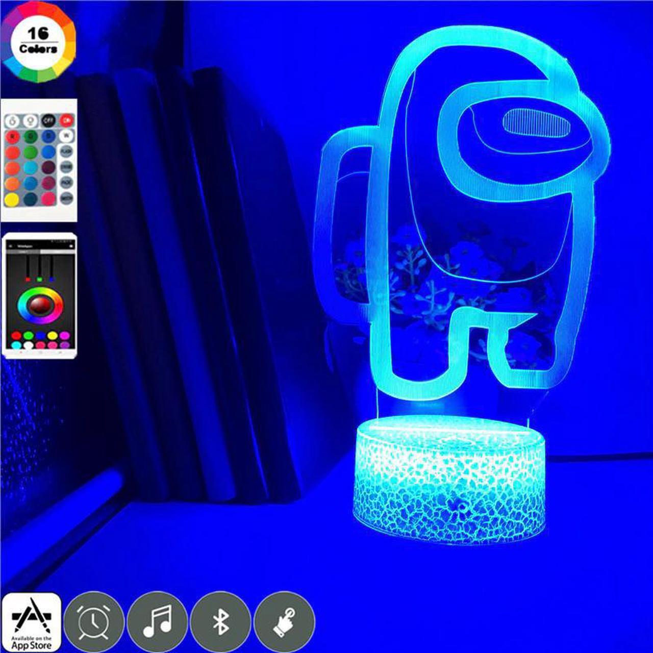 Alt view image 4 of 5 - 7 Colors Change LED Game Among Us 3D Nightlight Visual Illusion Action Figure Toys Novelty Light For Christmas Gift Table Lamp