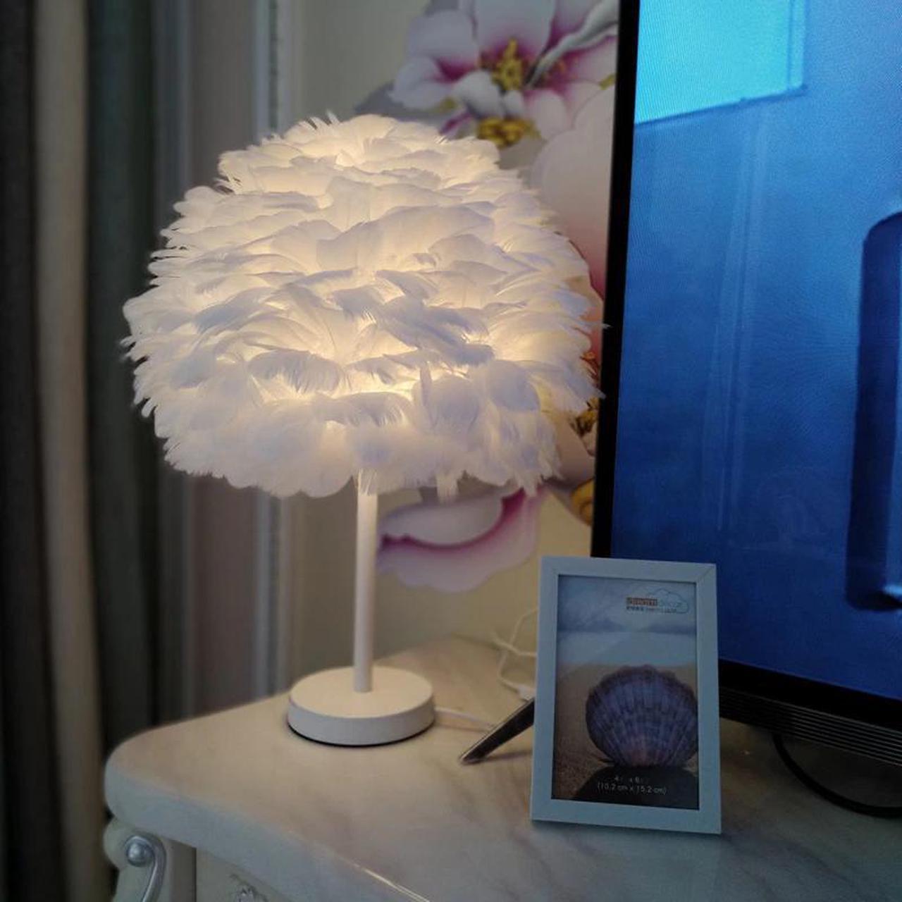 Table Lamp Elegant Feather Lamp  Lamp Nightstand Lights Bedroom Living Room Wedding Birthday Desk Lamp E27 EU Plug