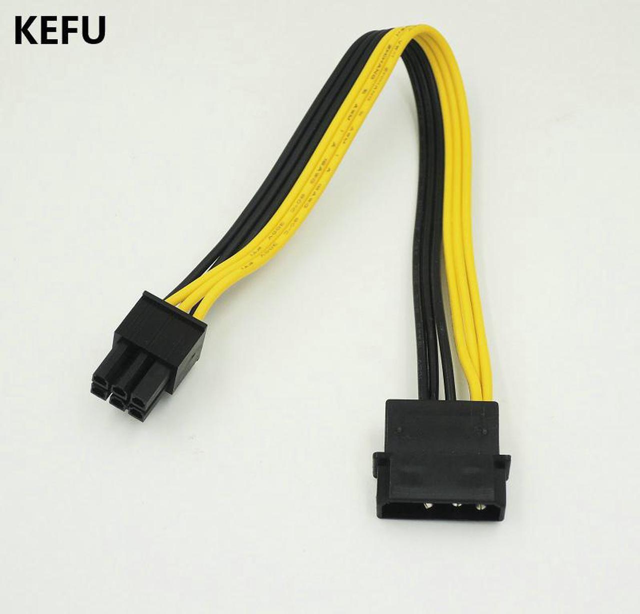 2pcs/lot kEFU 4 Pin Molex IDE to 6 Pin PCI-E Graphic Card Power Supply Cable Adapter 20CM 18AWG