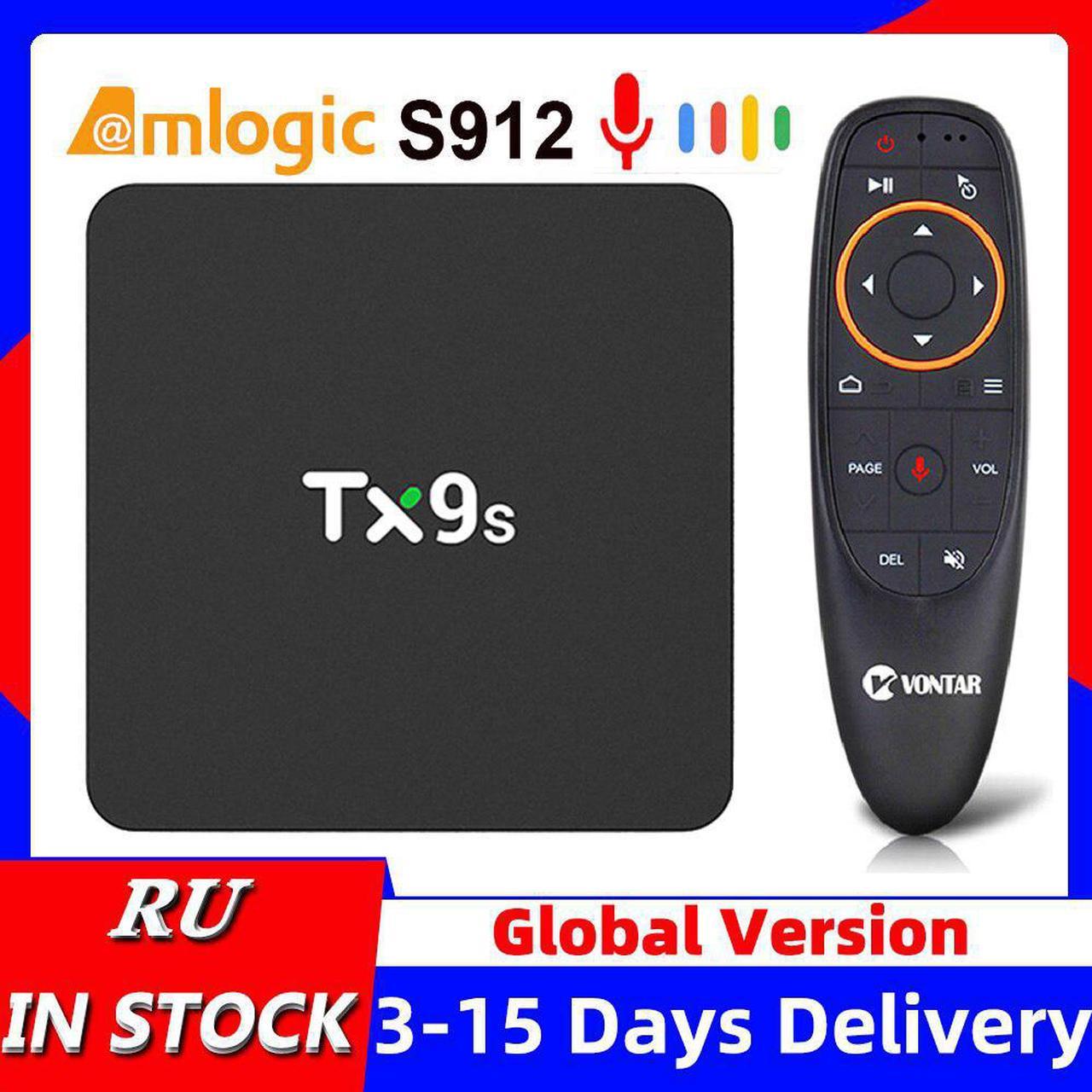 2020 TX9s Android TV Box Amlogic S912 2GB 8GB Smart tv Box 4K 60fps TVBox 2.4G Wifi 1000M Google Assistant Voice Set top Box