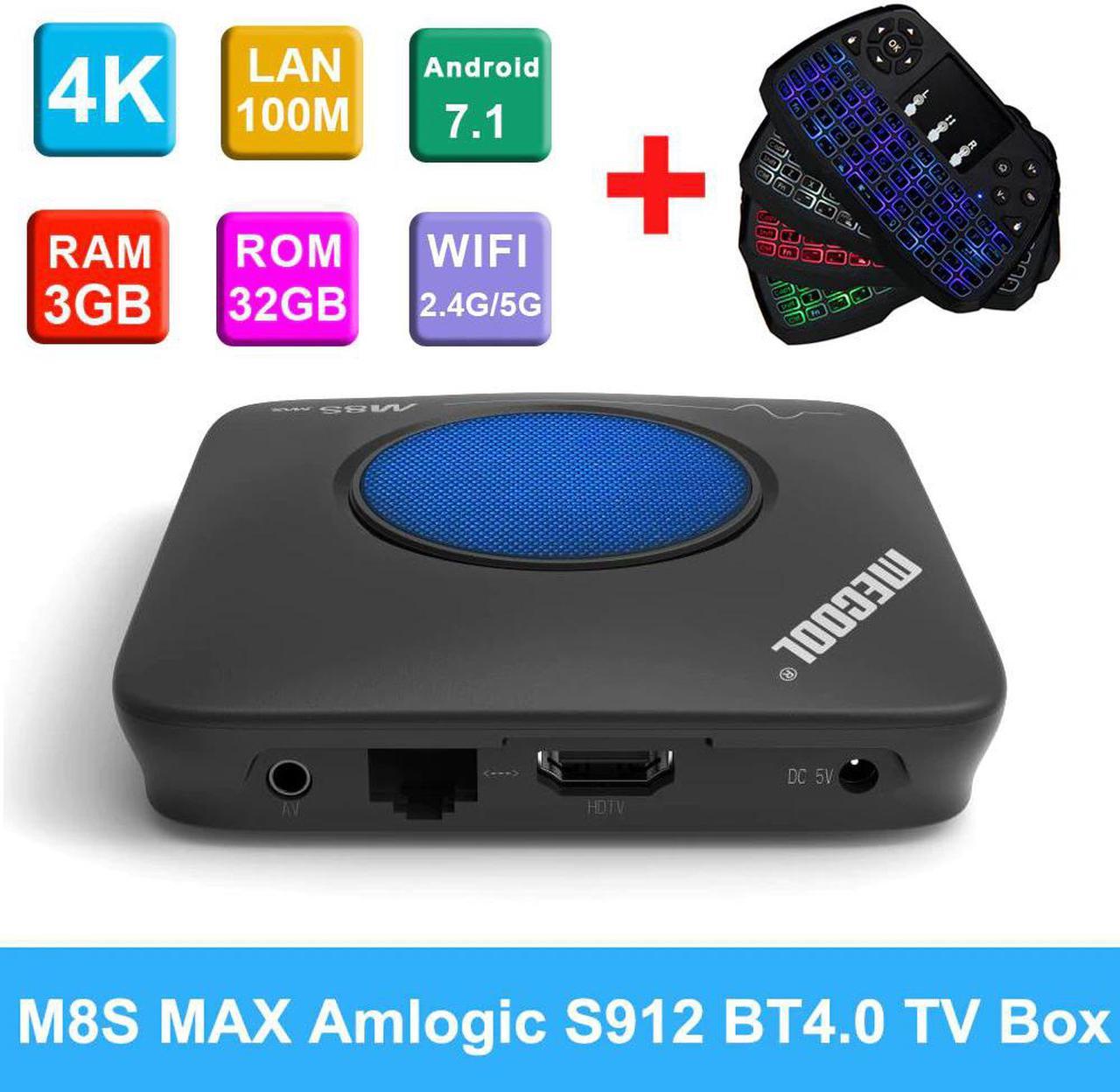 M8S MAX TV Box 3GB/32GB Smart Android 7.1 Amlogic S912 UHD 4K VP9 H.265 2.4G & 5G WiFi LAN BT4.0 Media Player Cooling Fan