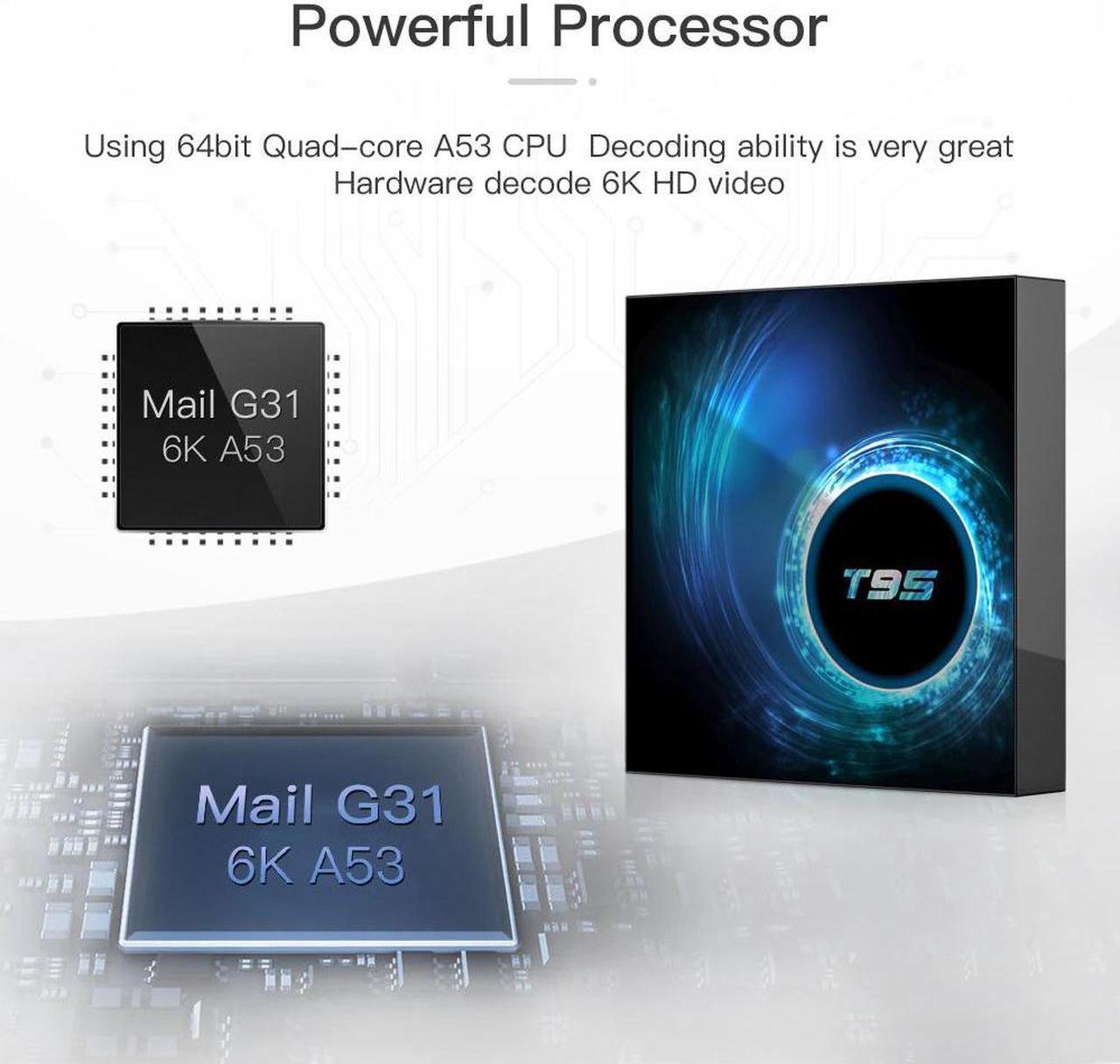 Alt view image 2 of 5 - QHDTV T95 Android 10 6K Quad Core Netflix Media Player Lxtream Code 1 Year Android Smart TV Set Top Box PK x96 Max Plus