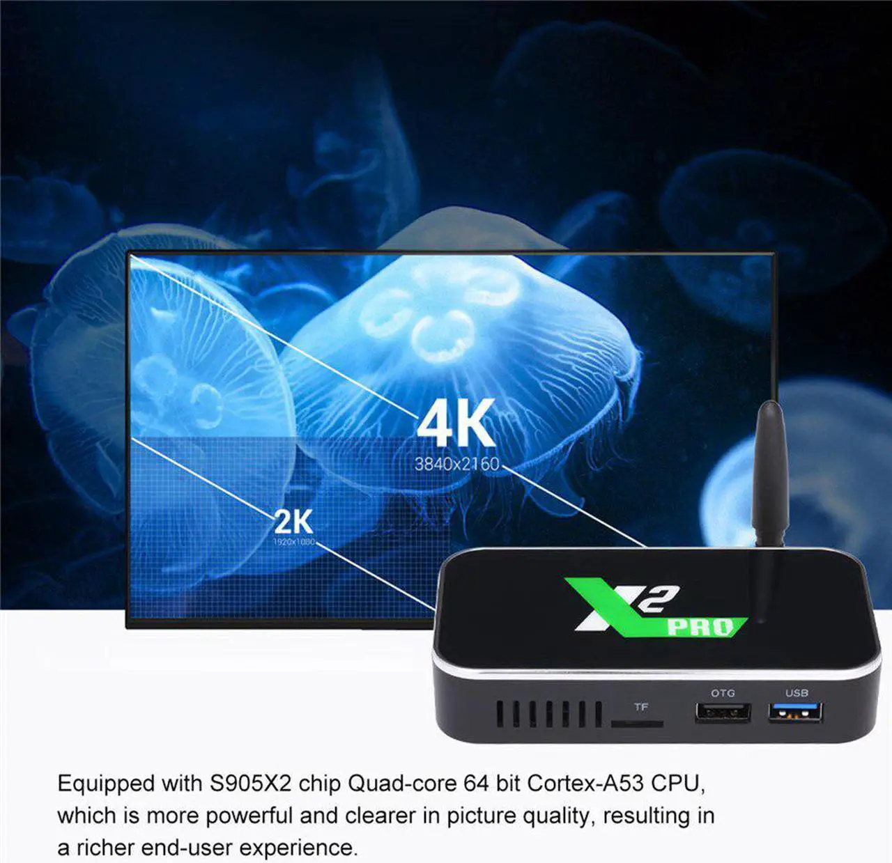 Alt view image 3 of 5 - X2 PRO Smart Android TV Box Amlogic S905X2 2.4G 5G Wifi BT 4K HD Media Player 4GB RAM 32GB ROM Set Top Box VS X3 Pro