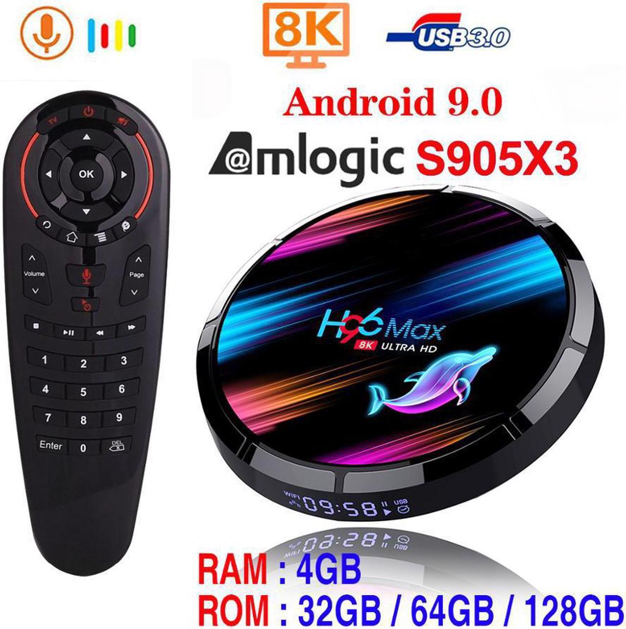 MAX X3 Smart TV Box Android 9.0 4GB 128GB Amlogic S905X3 2.4G/5G WIFI BT 1000M 8K Google Media Play Netflix  Android TV Box