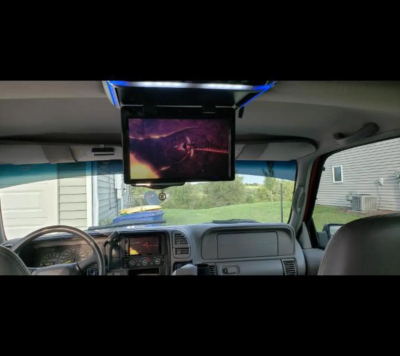Alt view image 2 of 5 - 10.2" Monitor 1080P Video HD Digital TFT Screen Wide Screen Flip Down Mounted Car Roof Player  IR FM USB SD NO DVD Player
