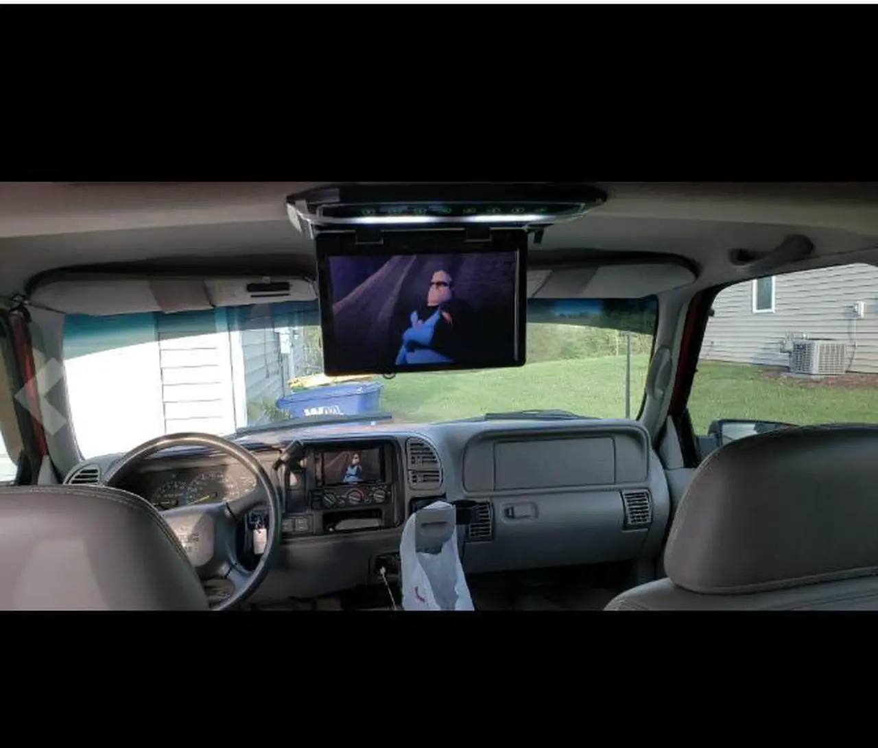 Alt view image 3 of 5 - 10.2" Monitor 1080P Video HD Digital TFT Screen Wide Screen Flip Down Mounted Car Roof Player  IR FM USB SD NO DVD Player