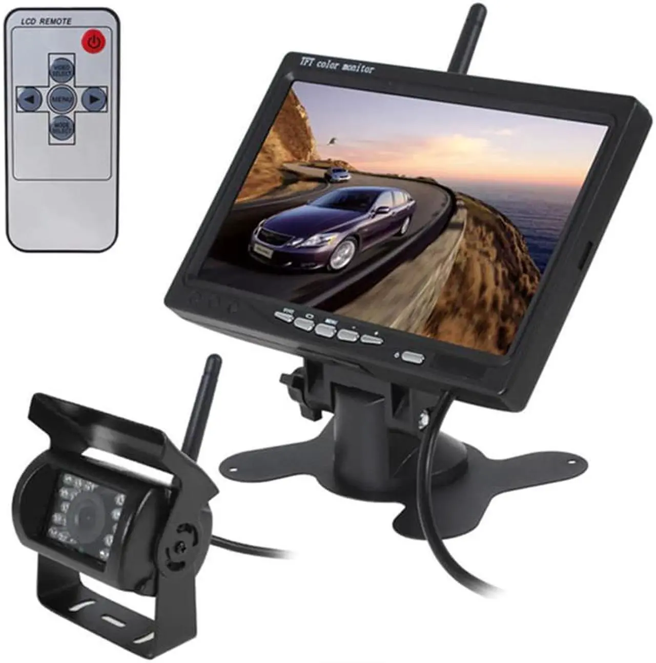 Alt view image 5 of 5 - 7" LCD Wireless Car Monitor HD Display Automotive Reverse Night Version Backup Camera Parking System for Car Rear View Monitors