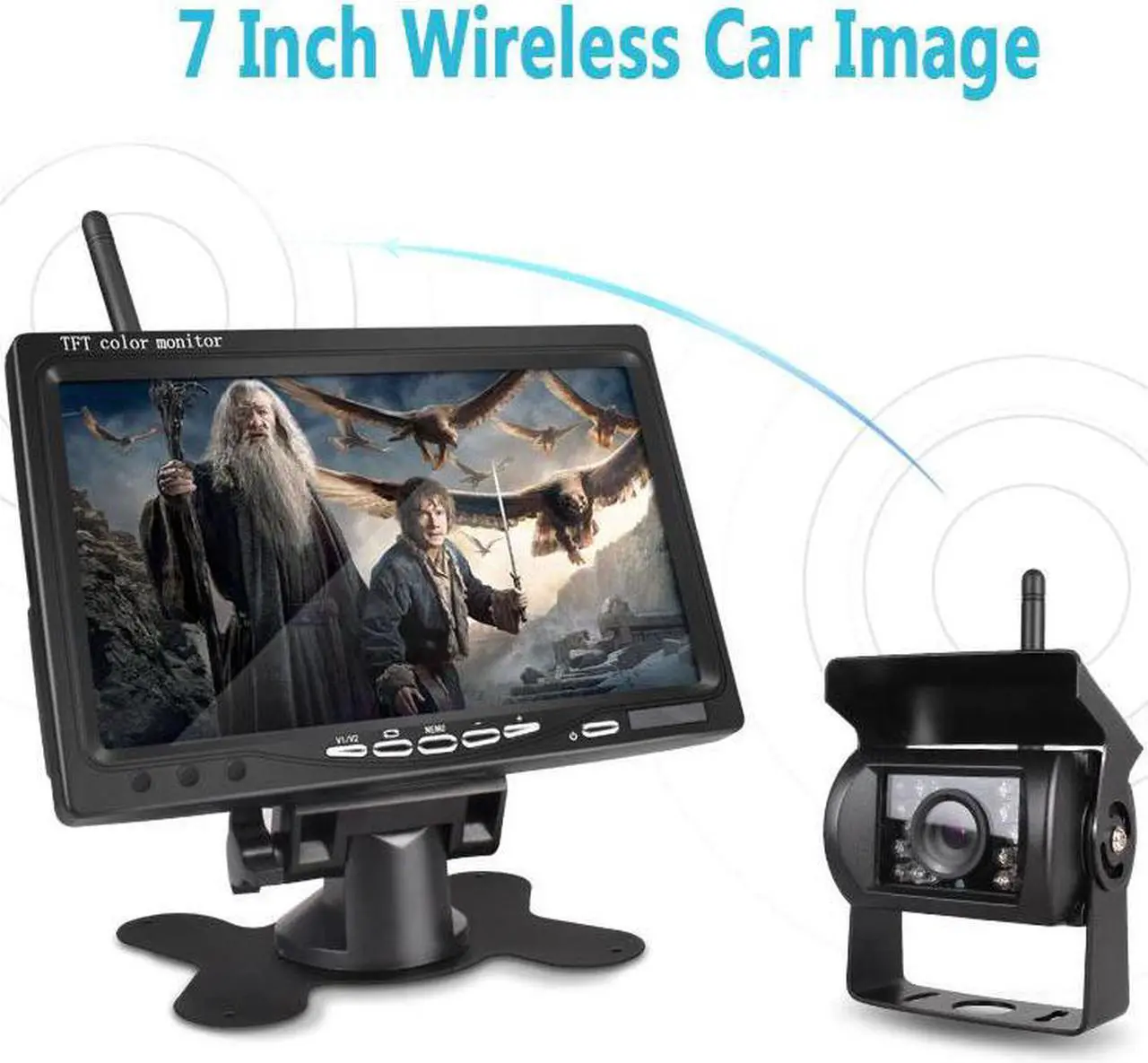 Main image of 7" LCD Wireless Car Monitor HD Display Automotive Reverse Night Version Backup Camera Parking System for Car Rear View Monitors
