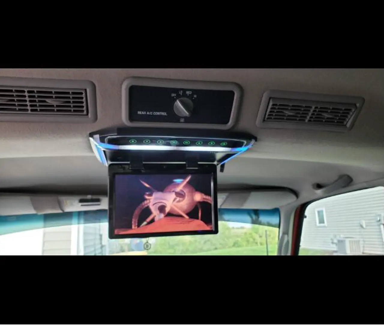 Alt view image 4 of 5 - 10.2" Monitor 1080P Video HD Digital TFT Screen Wide Screen Flip Down Mounted Car Roof Player  IR FM USB SD NO DVD Player