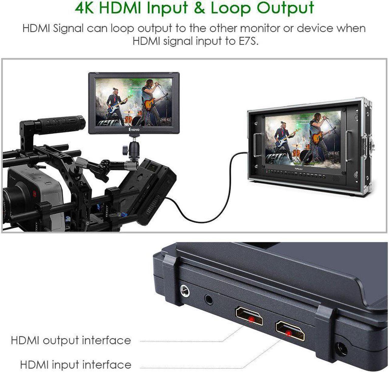 Alt view image 2 of 5 - E7S 4k Camera Monitor DSLR Full HD 1920x1200p 7" inch Field Monitor Small Slim IPS Camera Video Monitor 4K