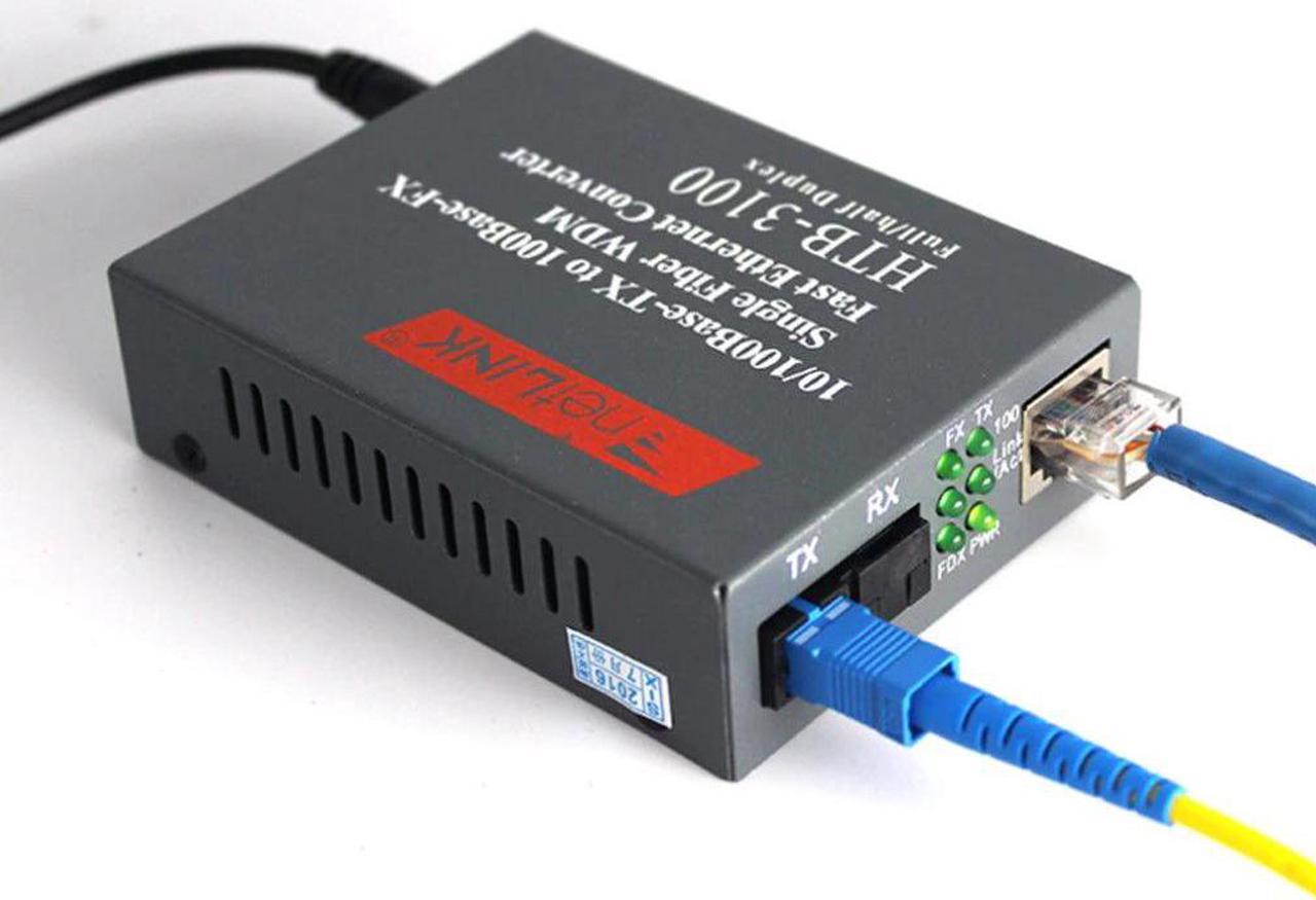 A/B 25KM Netlink 10/100M Single-mode Single-fiber WDM Fiber Media Converter External Power SC Single Mode 1m