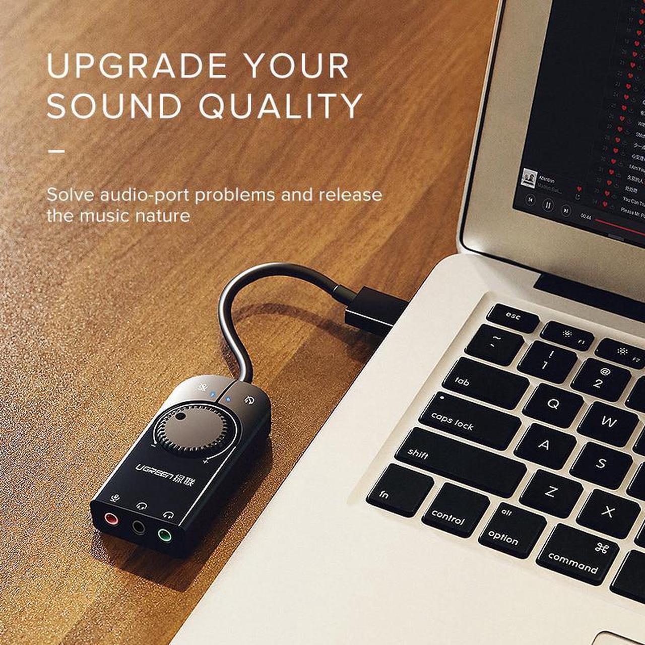 Alt view image 3 of 5 - USB Sound Card External Audio Interface 3.5mm Microphone Jack Adapter For Laptop Windows Mac PS4 Linux Headset Sound Card