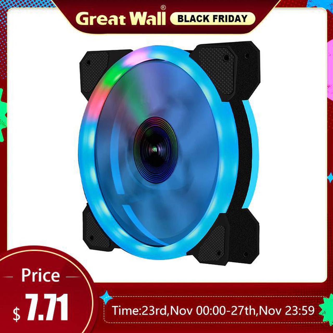 PC Case Cooler Fan 120mm RGB Mute Adjustable LED 12V With RF Remote Controller Cooler Fan RGB Computer Cooling Fan