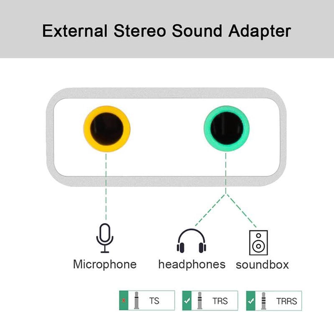 Alt view image 3 of 3 - 7.1 External Type C USB Sound Card for Macbook Pro Air, USB C to 3.5mm Audio Jack Headphone Mic Sound Adapter for PC, Smartphone