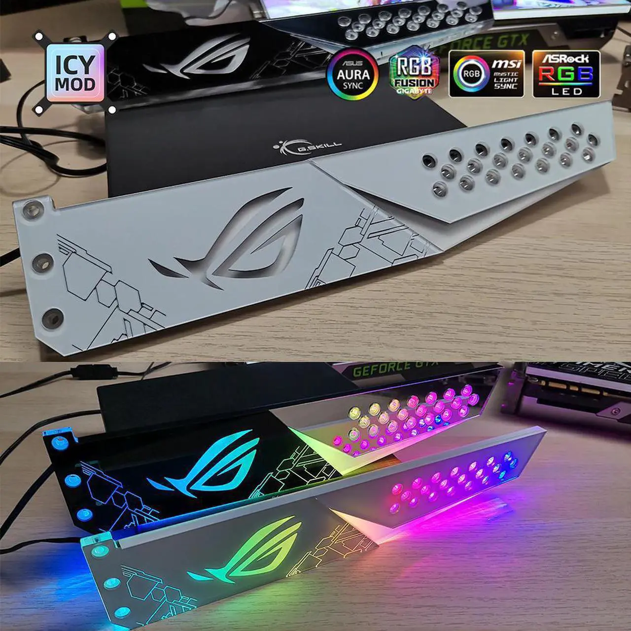 Alt view image 5 of 5 - GPU Bracket Acrylic ROG Faith 5V/12V VGA Support Customizable GPU Holder AURA SYNC Water Cooler Custom MOD High Quality