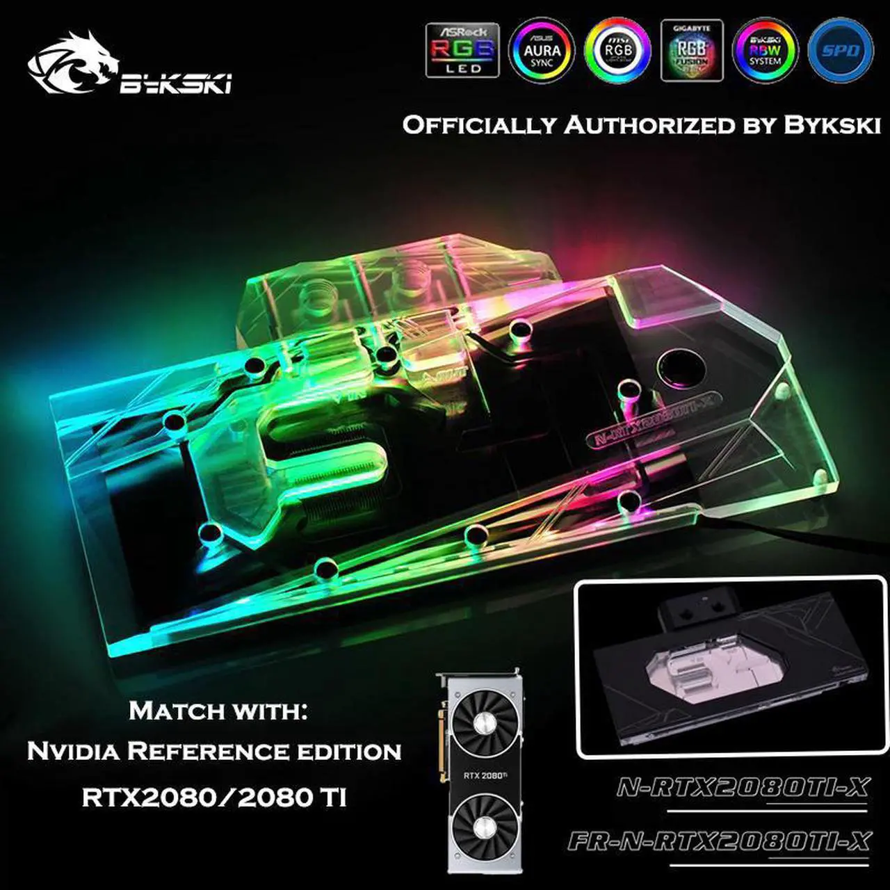 Main image of N-RTX2080Ti-X FR-N-RTX2080Ti-X Water Block use for  GeForce RTX 2080Ti/2080 Reference Founders Full Cover GPU Block