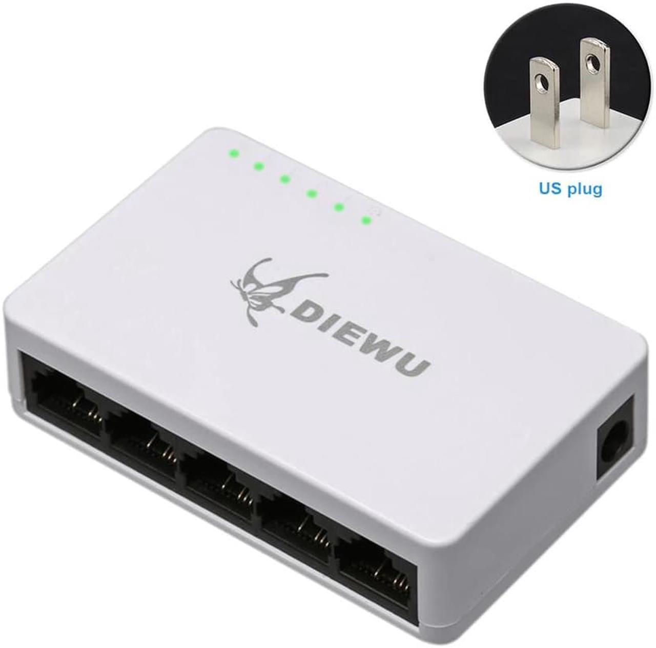 Hanging Network 5 Port Self Adaptive Splitter Hub Mini Desktop Universal Ethernet Switch Home Full Half Duplex LAN 100 Mbps