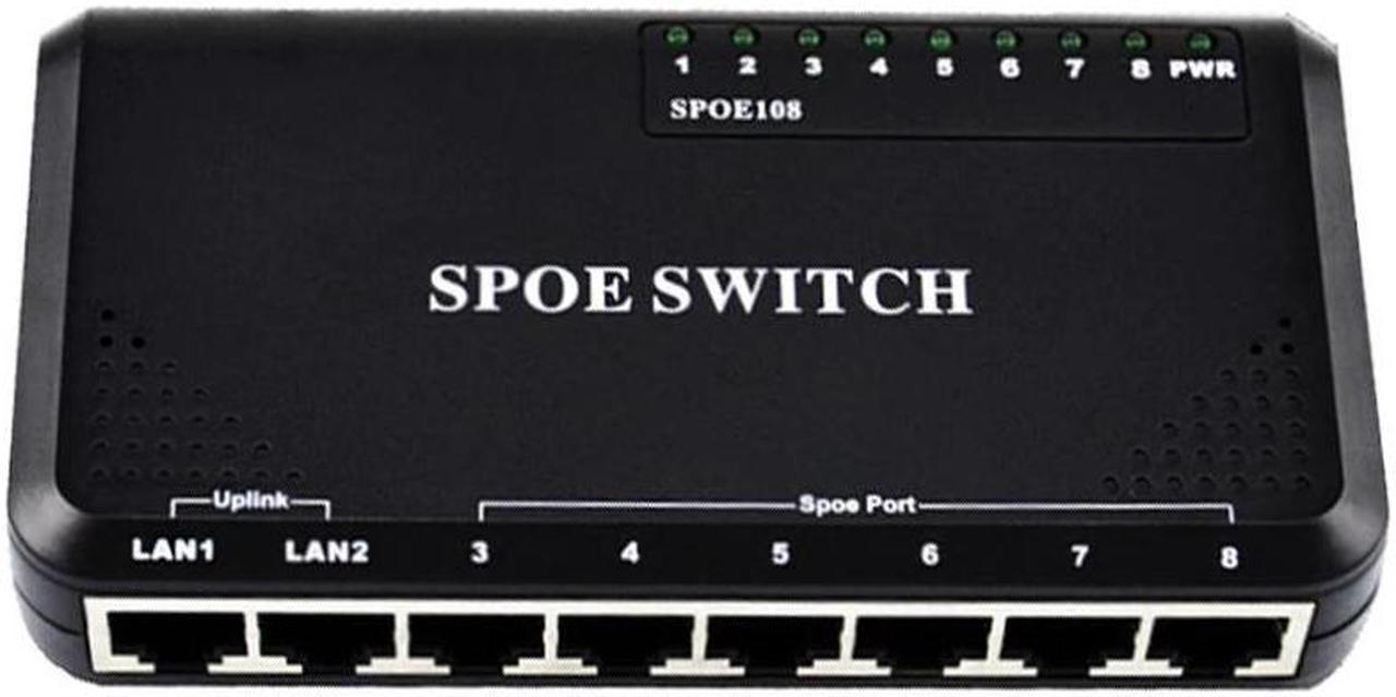 8 Port POE Switch Ethernet with 90W Power Adapter for Network IP Cameras or Wireless PoE Splitter for CCTV EU Plug