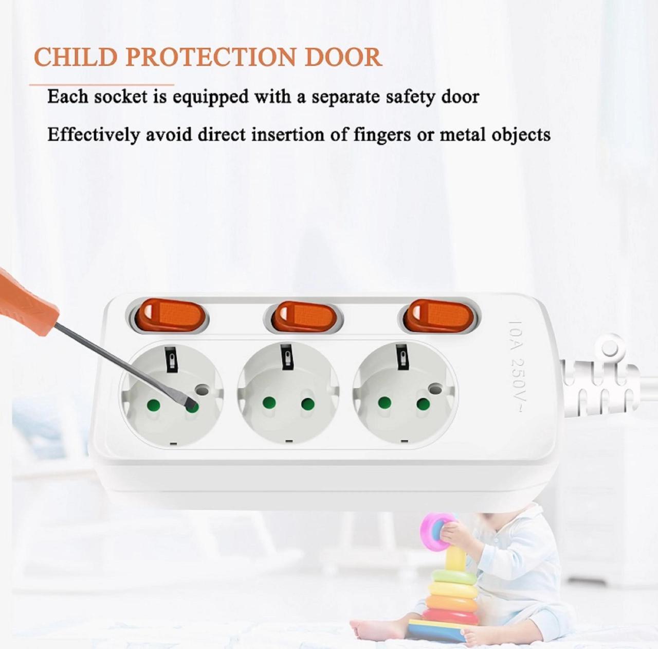 Alt view image 3 of 5 - Filter EU Plug Power supply Socket Switch Power Board Electrical Extension Cord Surge Protector for Home Office