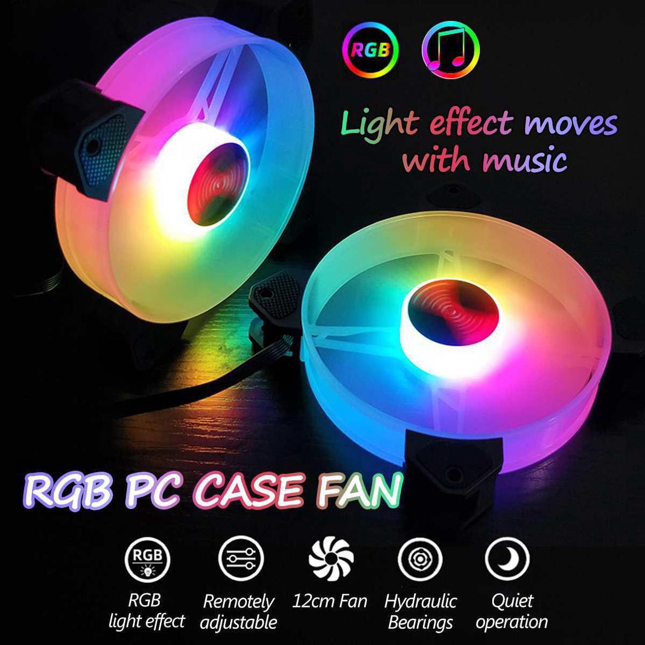 PC Case Fan RGB Adjust LED Fan Speed 120mm Quiet Music Remote Control AURA SYNC  Cooler Cooling RGB Case Fans