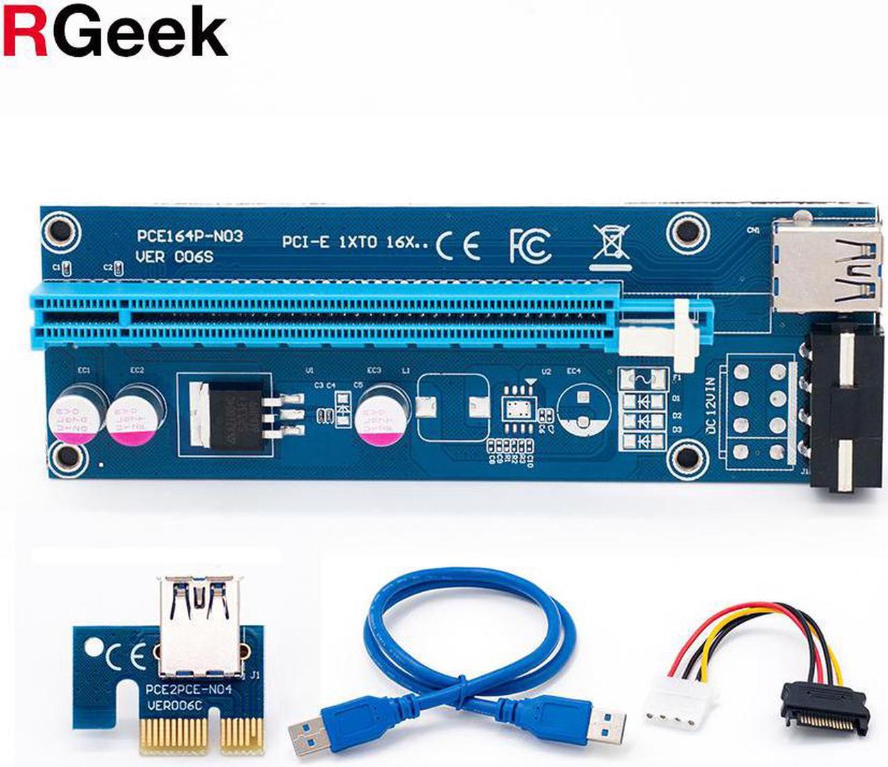 Blue 60cm PCI-E extender PCI Express Riser Card 1x to 16x USB 3.0 SATA to 4Pin IDE Molex Power for BTC Mining Miner