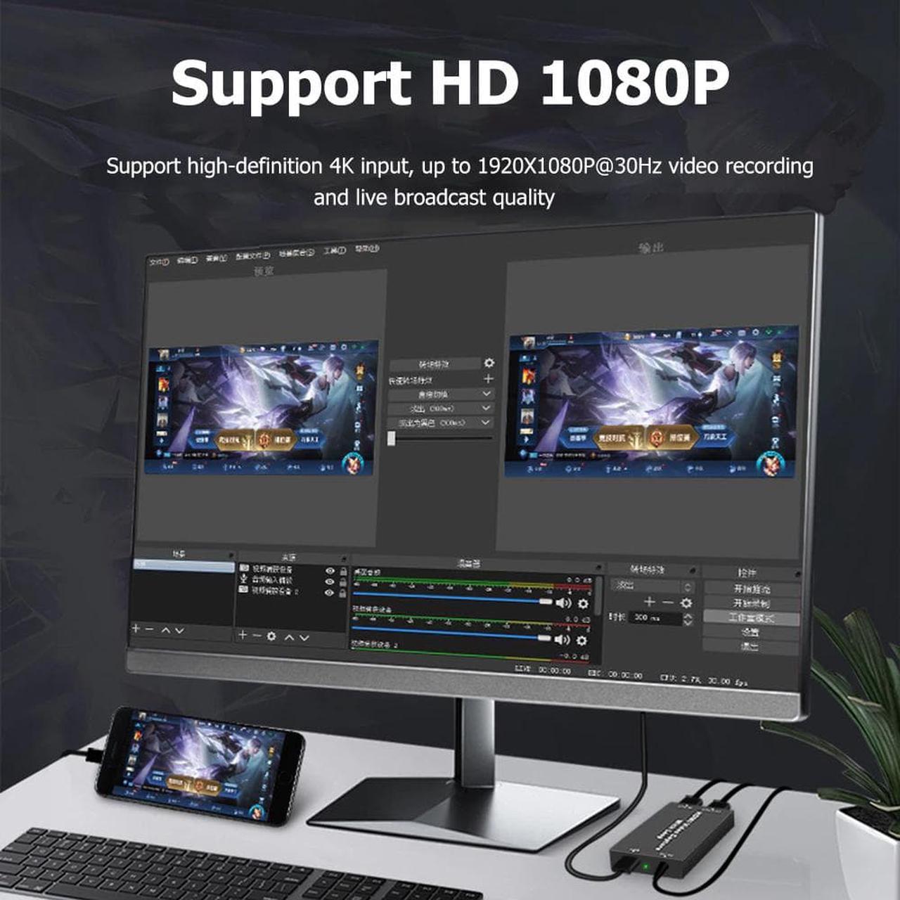 4K HDMI to USB 3.0 Video Capture Card Loop Out for Live Streaming Game Recording Video Tuner Card Recorder Box HD Video