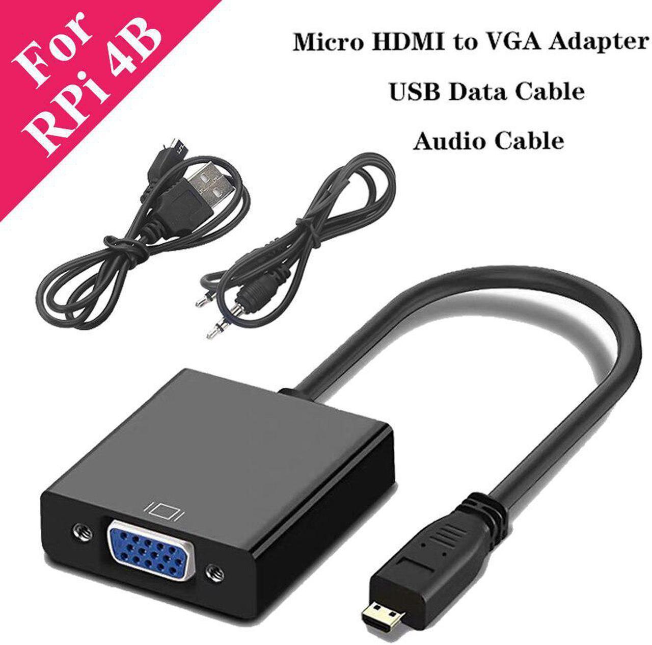 HDMI to VGA Cable Adapter Converter with Audio Cable  USB Cable for PC XBOX PS 3/4 HDTV Raspberry Pi 4 Model B 4B