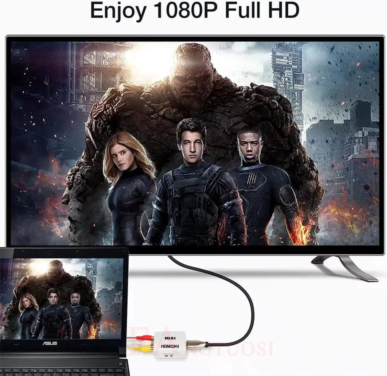 Alt view image 5 of 5 - New to RCA AV/CVBS adapter HD 1080P video composite converter Box mini 2AV support NTSC PAL Wholesale