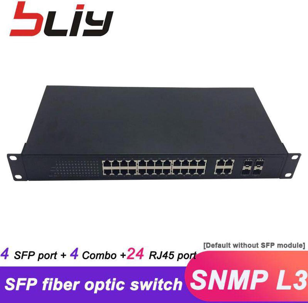 L3 sfp snmp network optical switch 24 rj45 4 combo switch layer 3 sfp media converter with RSTP/web management/SNMP/VLAN