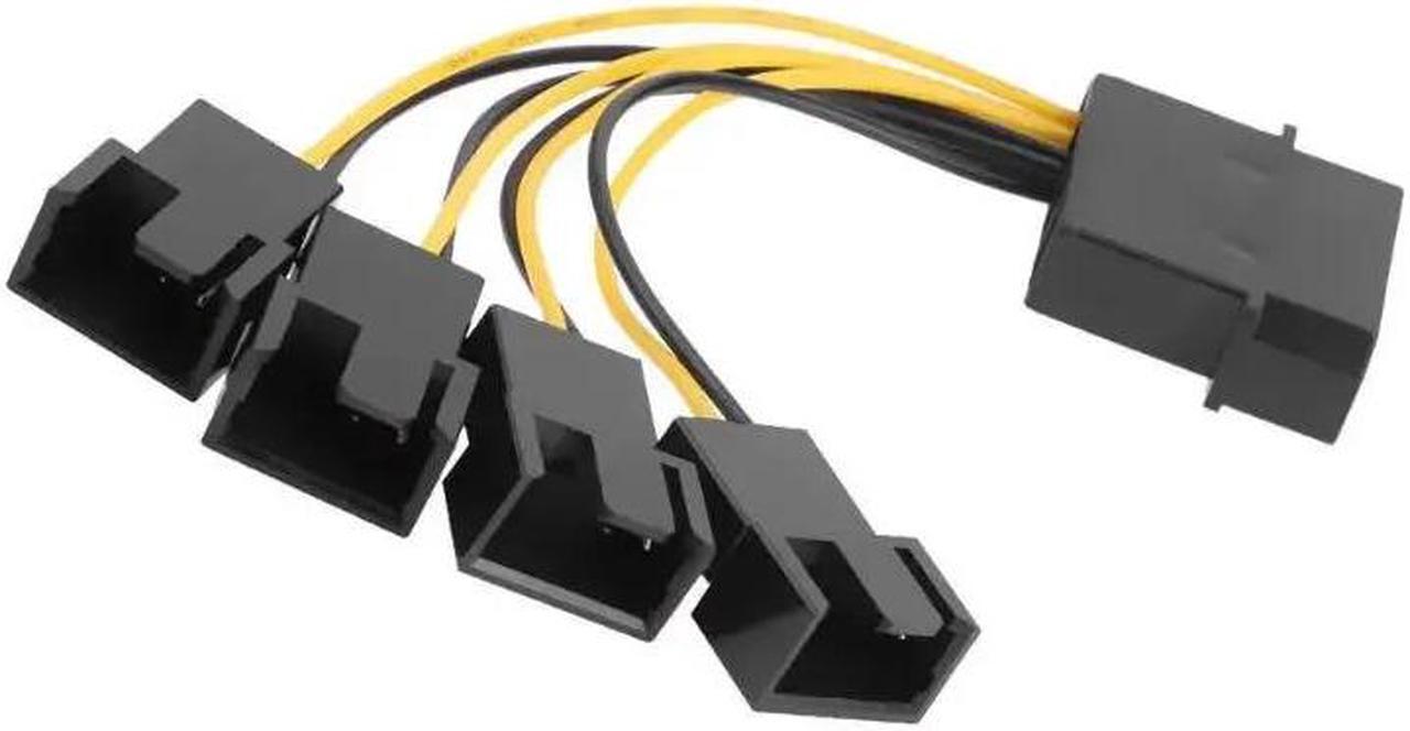Alt view image 5 of 5 - Computer CPU PC Case Fan Cables 3 Pin Fan Cable 1 to 4 Ways Power Splitter Adapter Extension Cable Connector