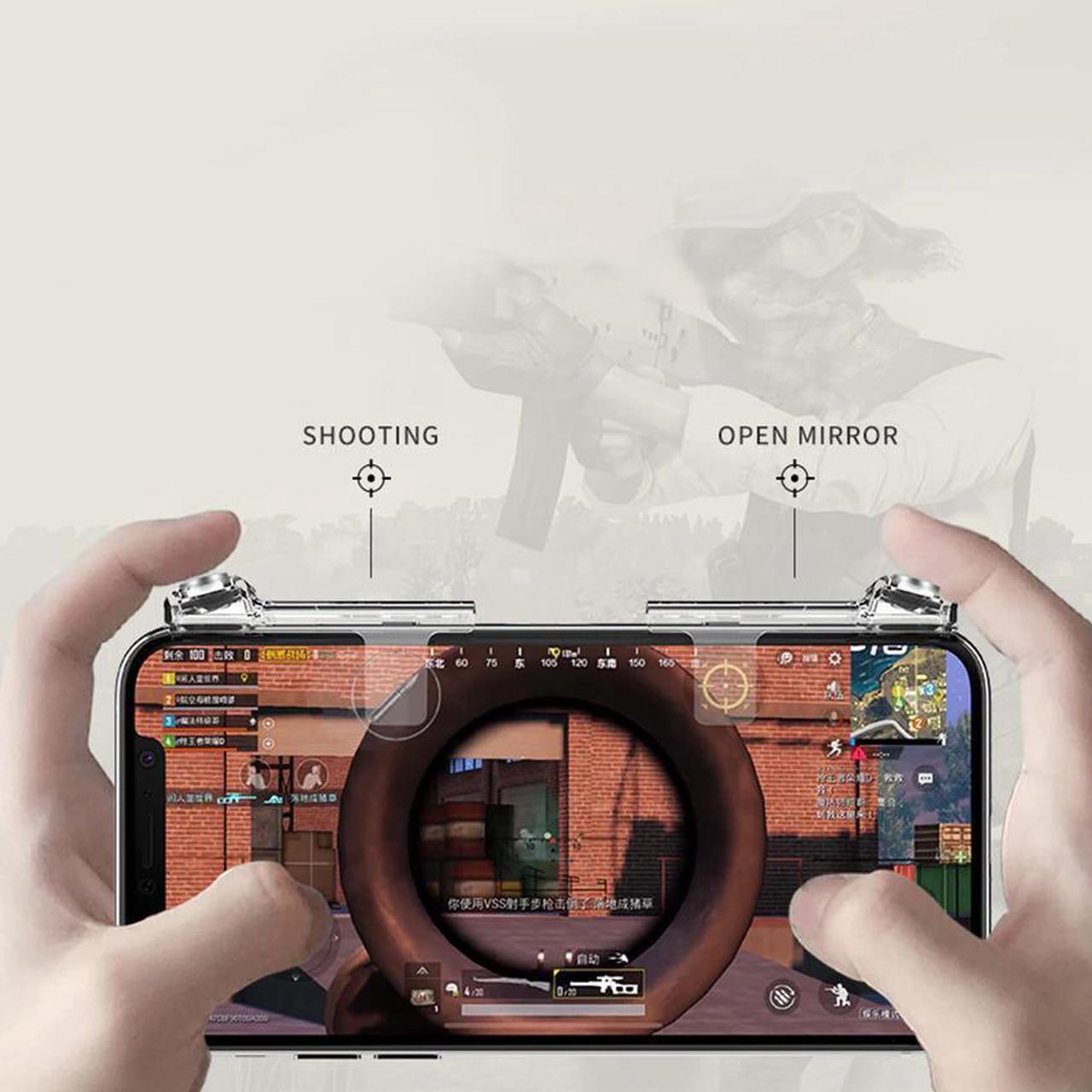 Alt view image 3 of 6 - Transparent For PUBG mibile game Phone Gamepad Trigger Fire Button Aim Key Smart phone Mobile Games L1R1 Shooter Controller