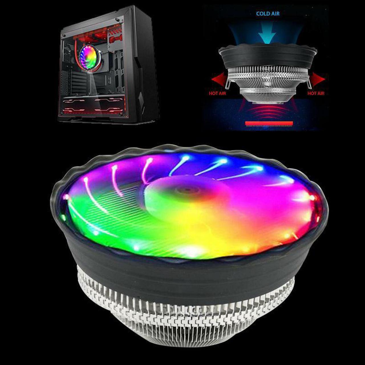 CPU Cooler Radiator Air Cooling 3PIN Computer Fan RGB LED DIY For  LGA 1156 1155 1151 1150 775  AM3 AM2+ FM2 FM1