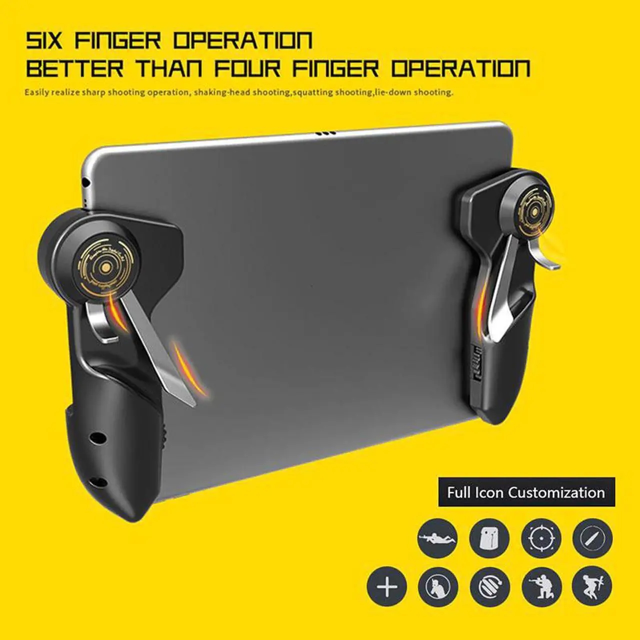 Alt view image 2 of 5 - PUBG Game Controller For Ipad Tablet Six Finger Game Joystick Handle Aim Button L1R1 Shooter Gamepad Trigger