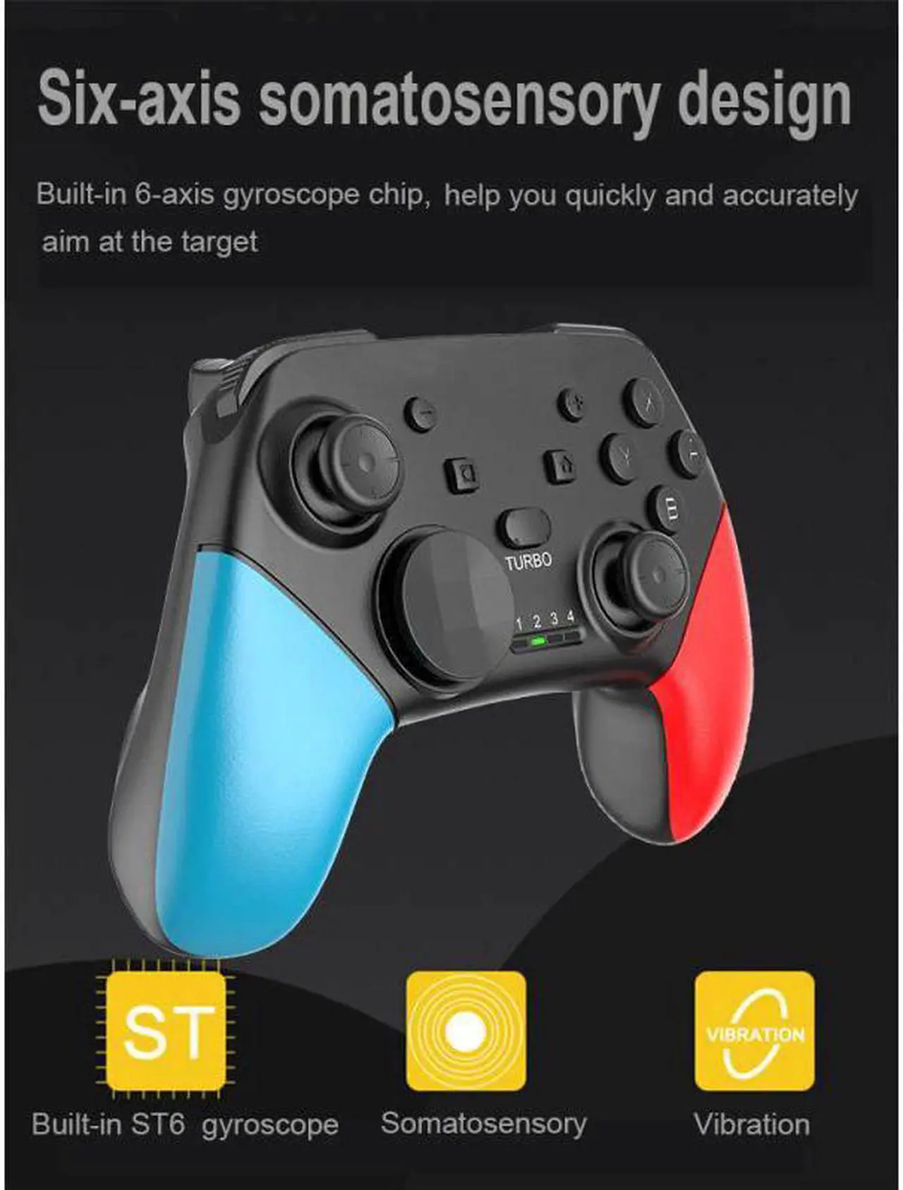 Alt view image 2 of 5 - crossing Switch Pro GAMEPAD bluetooth Wireless controller Somatosensory Vibration FOR Nintendo switch/PC/Android