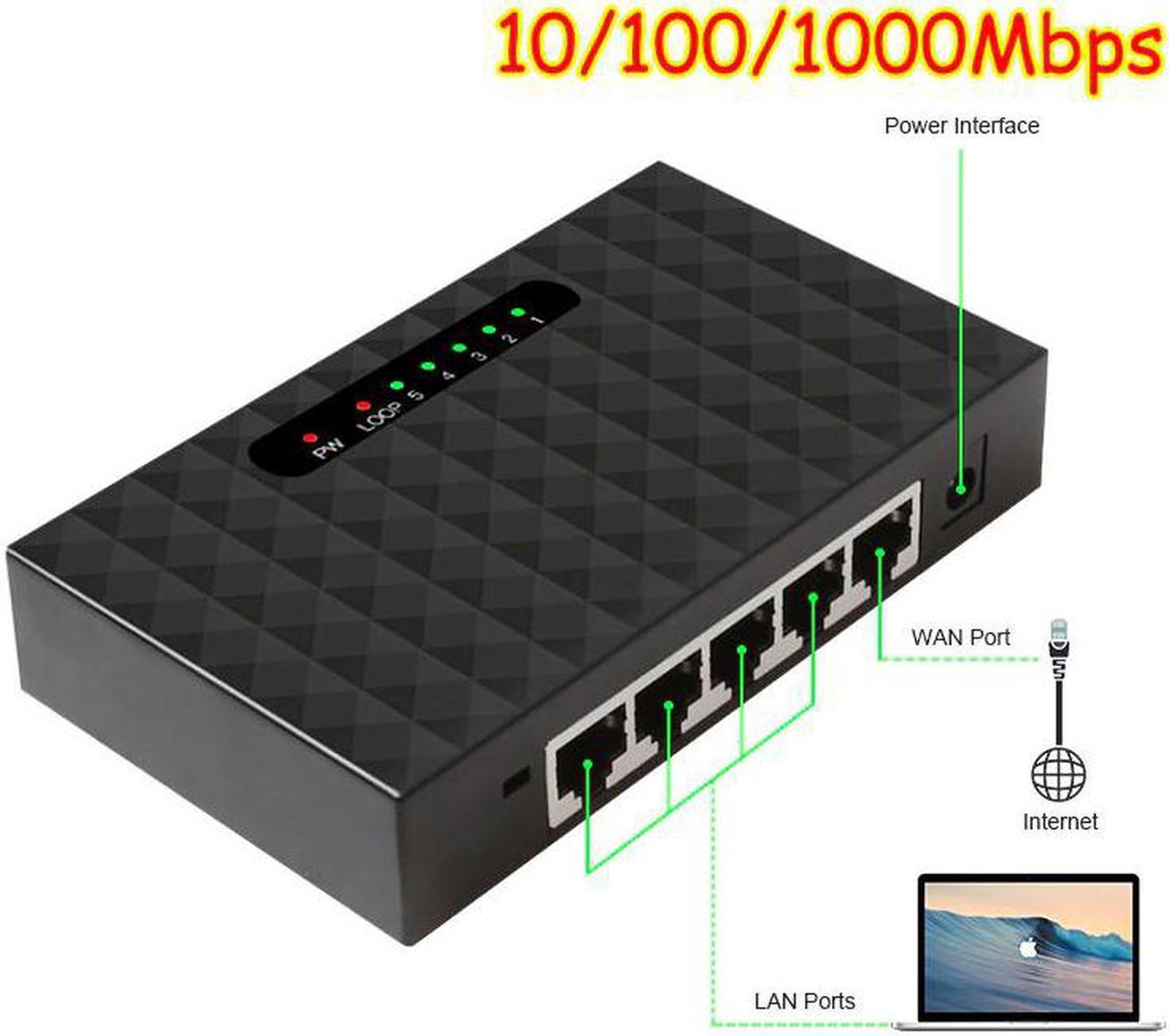 5 Port Gigabit Network Switchs Desktop Switch 10/100/1000Mbps Fast Ethernet Network Switch LAN Full/Half duplex Exchange