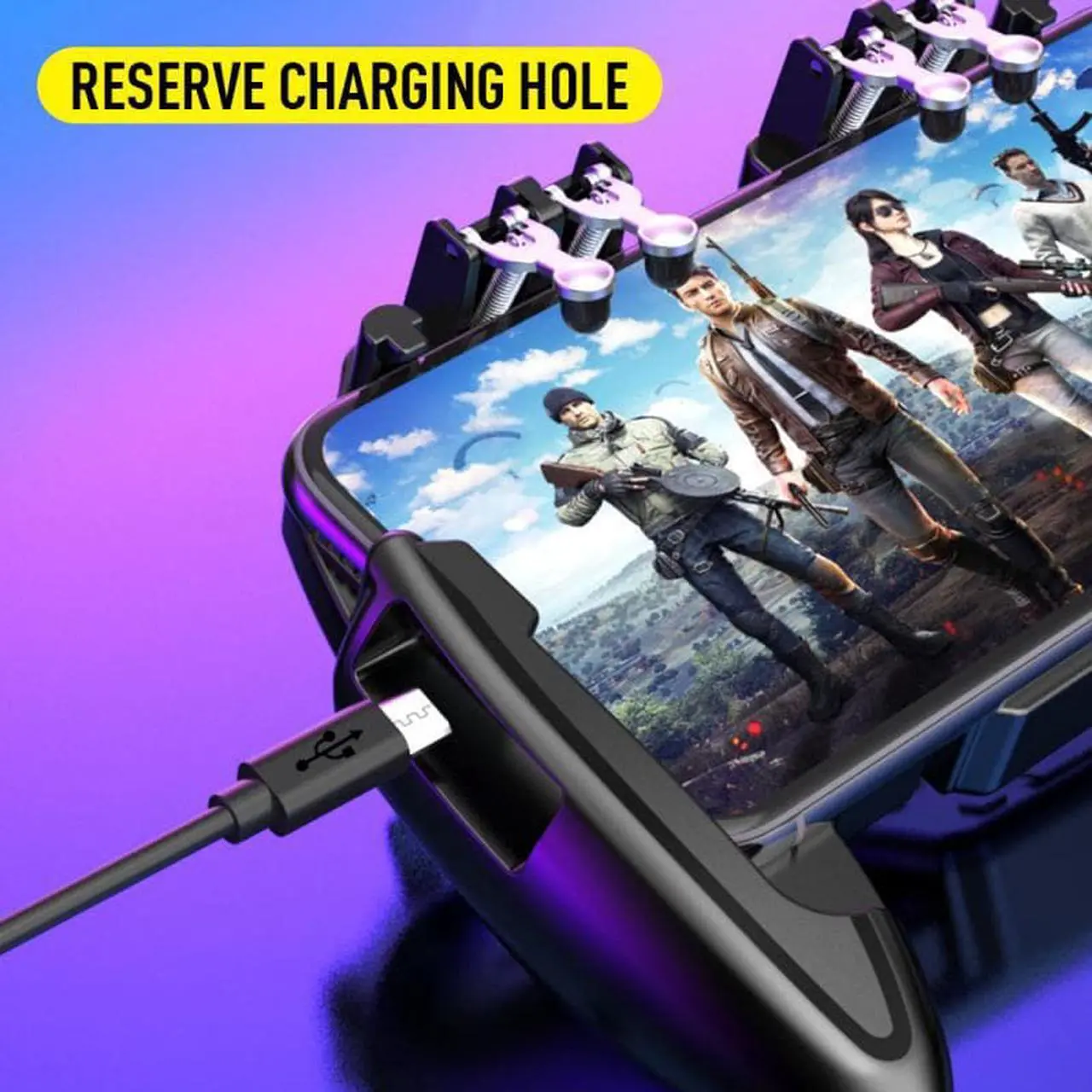 Alt view image 5 of 5 - Six Finger PUBG Moible Controller Gamepad  Fire L1 R1 Triggers PUGB Mobile Game Pad Grip Joystick For IPhone Android