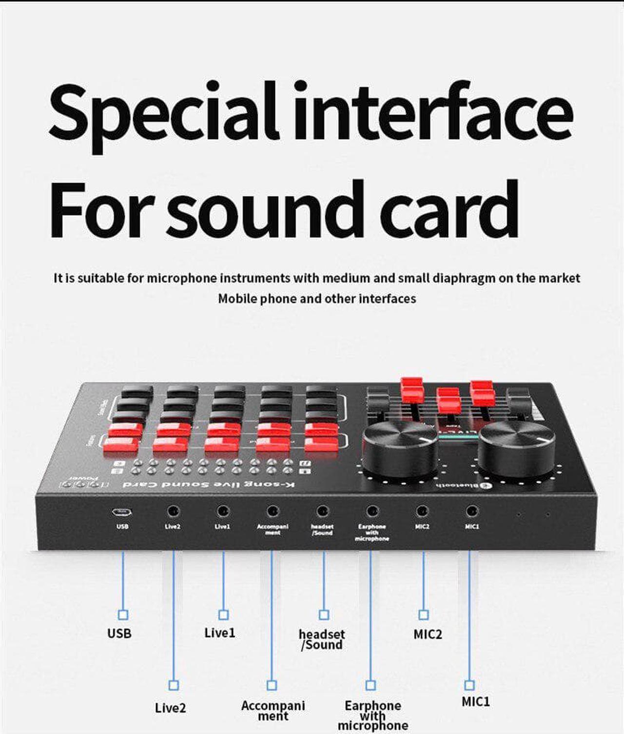 Alt view image 4 of 5 - microphone external sound card set, network video entertainment USB live sound card